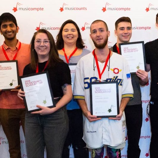 Musicounts-Scholarship-2018-at-Dine-Alone-Records-Kristy-and-students-0233-cropped